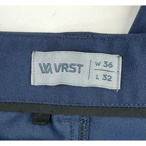 VRST Mens Commuter 2 Way Stretch Athletic Fit Performance Chino Pant Navy 36x31 - Picture 6 of 7